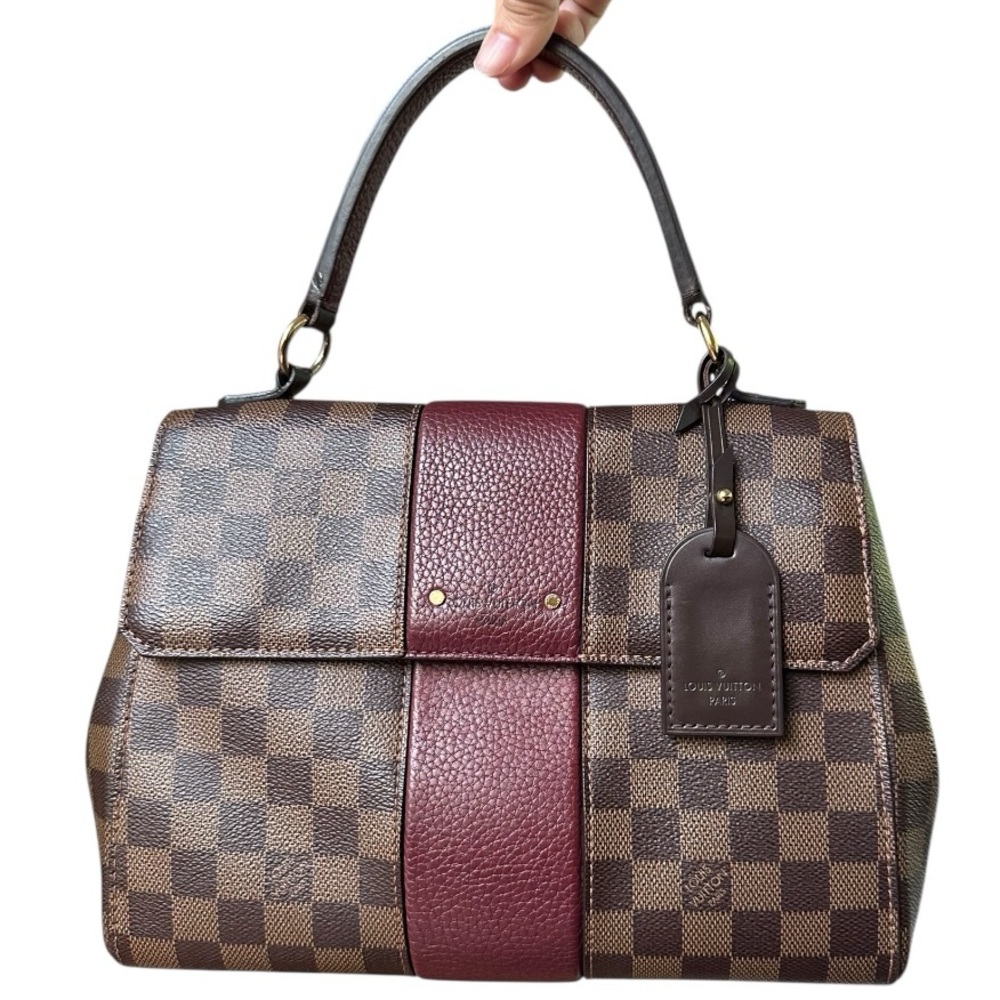 Damier Ebene Bond Street Burgundy Stripe Satchel Handbag Crossbody Strap